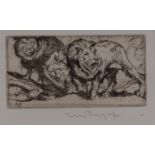 Sir Frank Brangwyn (1867-1956), by and after, A Study of Three Lions, signed, drypoint etching,