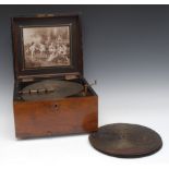 A 19th century walnut table top symphonium, playing 28cm disks,