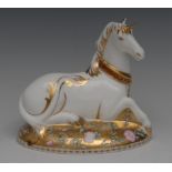 A Royal Crown Derby paperweight, Mythical Unicorn, designed by June Branscombe,