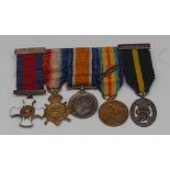 Medals, miniatures pin-mounted for wear, DSO complete with top bar, GVR (gilt); 1914-1915 Star,