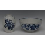 A Worcester Three Flowers pattern bowed cylindrical tea canister,