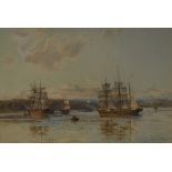 Fritz B Althaus (1881 - 1914) Ships in Low Water signed, dated 93, watercolour,