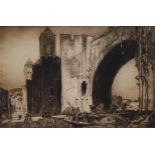 Sir Frank Brangwyn (1867-1956), The Valentré Bridge, Cahors, signed, etching,