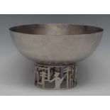 Werkstätte Hagenauer Wien - an Art Deco silvered metal pedestal fruit bowl,