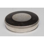 An 18th century silver and tortoiseshell oval tobacco box,