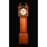 A George III mahogany crossbanded oak longcase clock, 33.