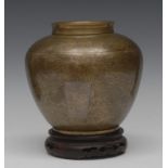 A Chinese bronze ovoid vase,