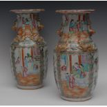 A pair of Cantonese ovoid vases,