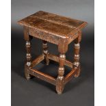 A 17th century oak joint stool,