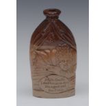 A Doulton & Watts Lambeth two-tone brown salt glazed stoneware flask,