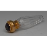 A Victorian gold coloured metal mounted faceted scent bottle,