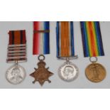 Medals, Boer War and WW1, group of four, Queen's South Africa Medal/5 clasps (Tugela Heights,