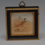 A Royal Worcester square plaque, painted with a pheasant, 4cm,