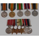 Medals, WW1 Highland Light Infantry/WW2, BEM Royal Navy groups of five and six - Father and Son,