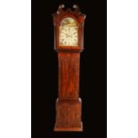 A George III/IV mahogany longcase clock, 32cm arched painted dial inscribed Charles **rd, Sheffield,