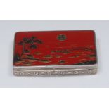 An early 20th century Continental silver and enamel rounded rectangular snuff box,