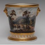 An English Porcelain cache pot and stand, probably Chamberlain Worcester,