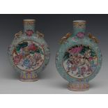 A pair of Chinese Canton Moon flasks,