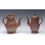 A 19th century Nottinghamshire brown salt glazed stoneware coffee pot and cover,