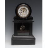 A 19th century French ebonised drum head mantel clock, 10.