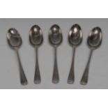 A set of five 18th century Hanoverian pattern teaspoons,