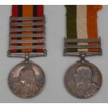 Medals, Boer War, pair, Queen's South Africa Medal/six clasps (five battles, comprising Belmont,