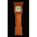 A George III oak longcase clock, 29.5cm square painted dial inscribed Jno.