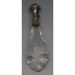 A late 18th century Dutch silver mounted tear shaped scent bottle,