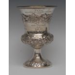 A large early Victorian silver campana shaped goblet,