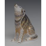 A Royal Crown Derby paperweight, Wolf, limited edition 8/2,500, designed by Tien Manh Dinh,