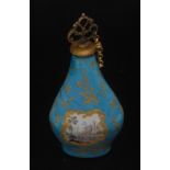 A 'Honeysuckle Group' Staffordshire turquoise enamel scent bottle,