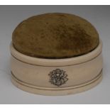 A 19th century ivory circular erotic automaton trinket box,