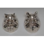 A matched pair of rare Victorian silver novelty salts, each as a Devil mask, 6.