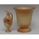 A Locke & Co Worcester blush ivory flared cache pot, moulded in low relief with foliate scrolls,