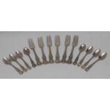 A set of six early Victorian silver King's pattern table forks, Mary Chawner,