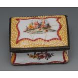 An 18th century Birmingham enamel gilt metal mounted rectangular box,