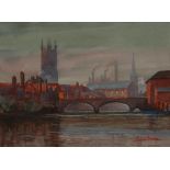 Michael Crawley Exeter Bridge, Derby signed, titled to verso, watercolour,