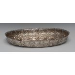 A large early Victorian silver oval table dish,