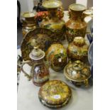 Oriental Ceramics - a Satsuma-ware ginger jar and covers; twin handled vases,