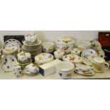 Royal Worcester Evesham pattern - casserole dish, teapot, tureens and covers, storage jars, plates,