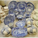 Blue and White Ceramics - Spode Italian pattern; Spode Blue Rhine pattern cups and saucers; etc.