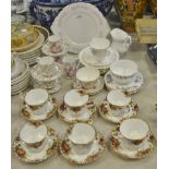 Teawares - Royal Albert Old Country Roses cups and saucers; Crinoline Lady pattern coffee cups;