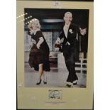 Autographs - a signed print of Ginger Rogers dancing alongside Fred Astaire, framed, dated 1989.