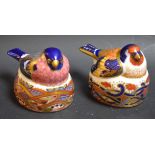 A Royal Crown Derby model, Goldfinch Nesting, first quality; another, Bullfinch Nesting,