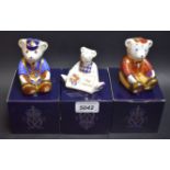 A Royal Crown Derby paperweight, Scottish Fraser Bear; others, Schoolboy Teddy; Happy Anniversary,
