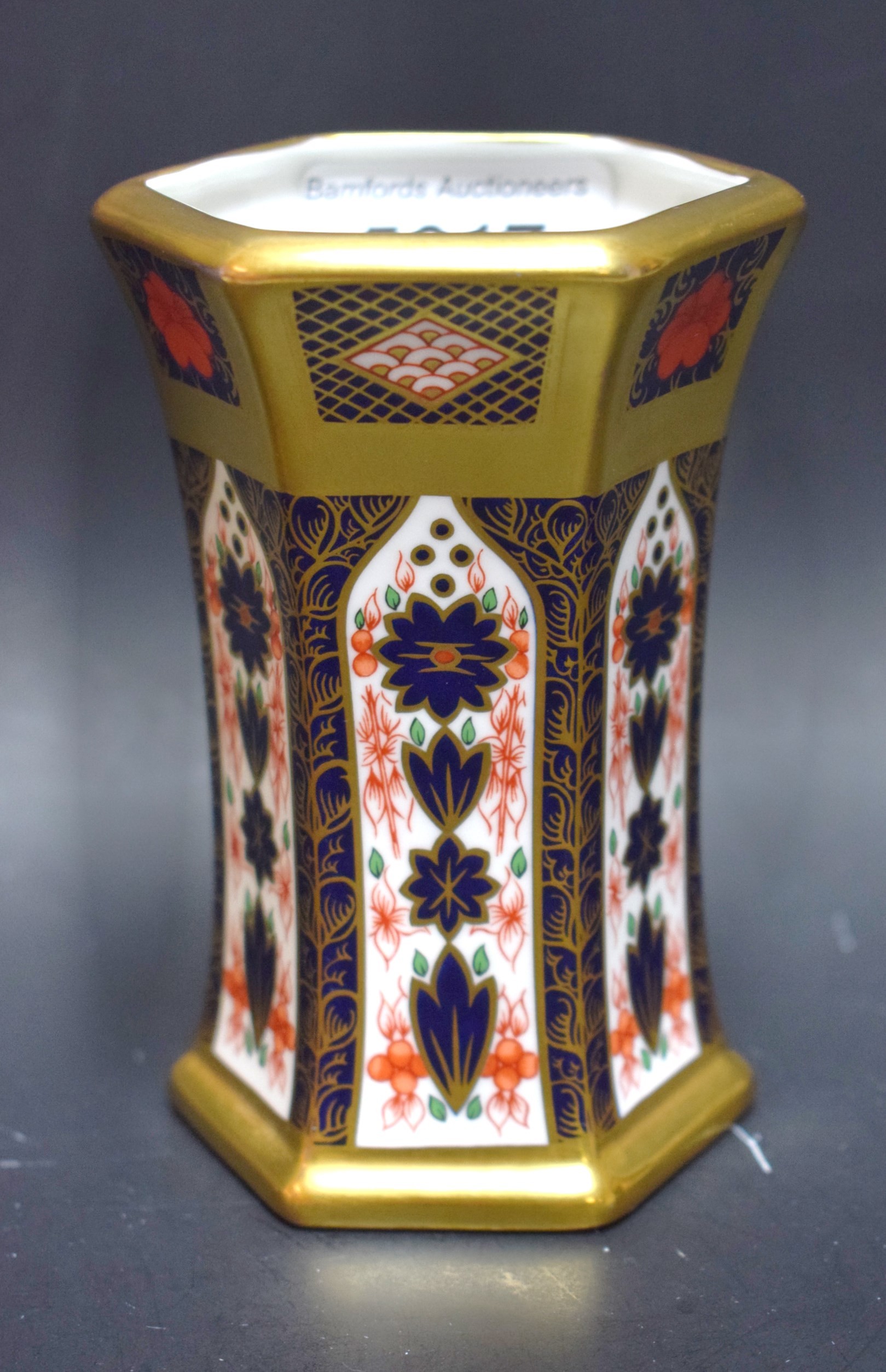 A Royal Crown Derby 1128 pattern octagonal vase