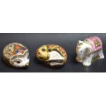 A Royal Crown Derby paperweight, Bramble; others, Baby Indian Elephant,