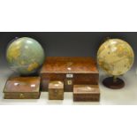 Boxes and objects - an early 20th Century burr walnut and mother of pearl inlaid writing box;