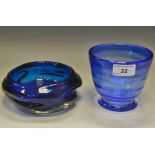 A Whitefriars dimpled blue glass bowl,
