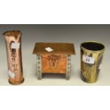 An Arts & Crafts style beaten copper casket,